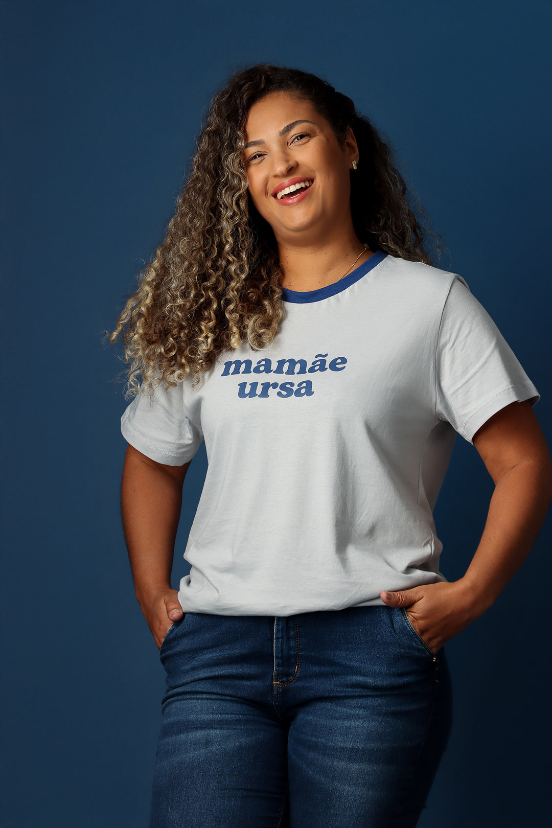 Camiseta Feminina Cinza "mamãe ursa"