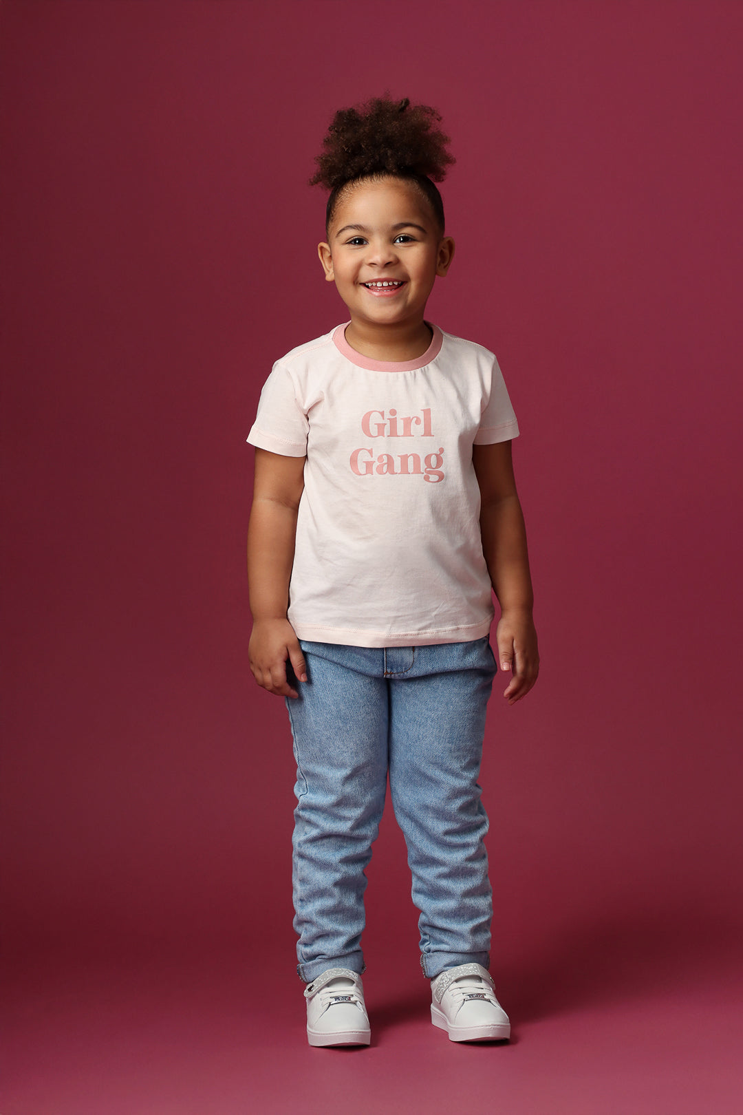 Camiseta Infantil Rosa "girl gang"
