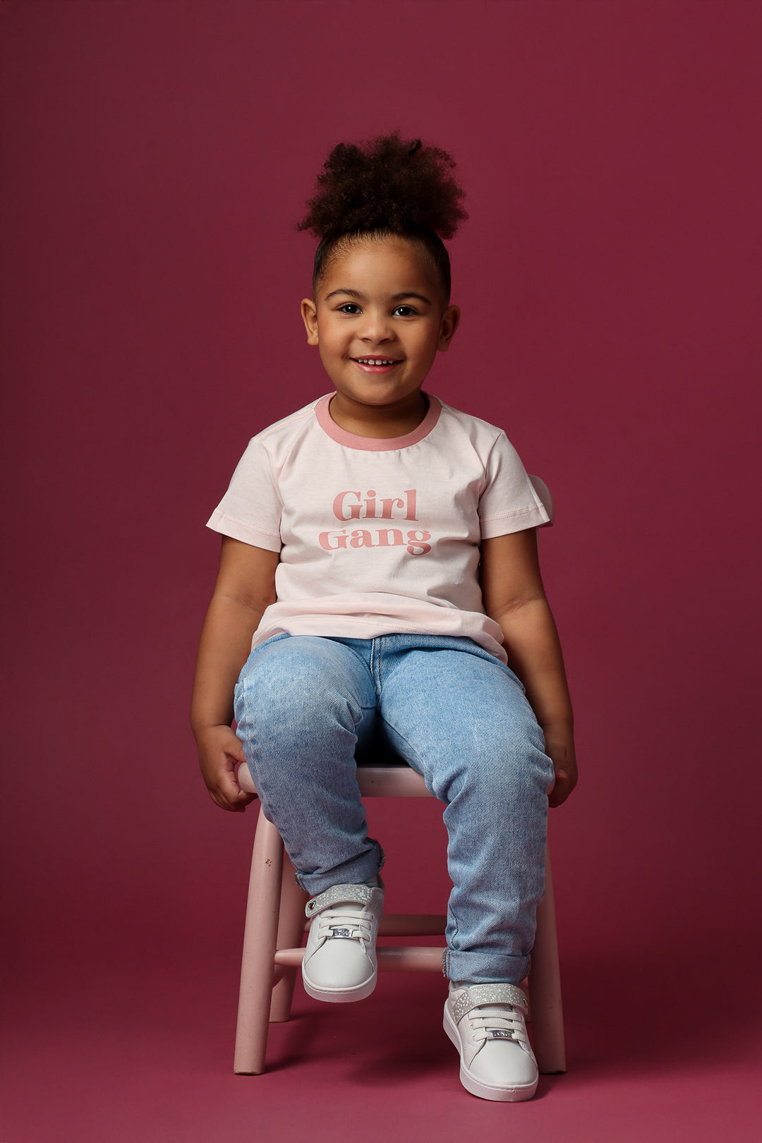 Camiseta Infantil Rosa "girl gang"