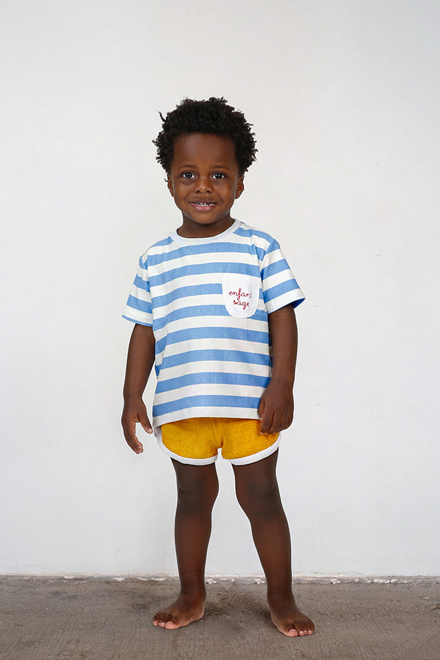 Camiseta Infantil Segunda Chance Listrada Azul Enfant Sage