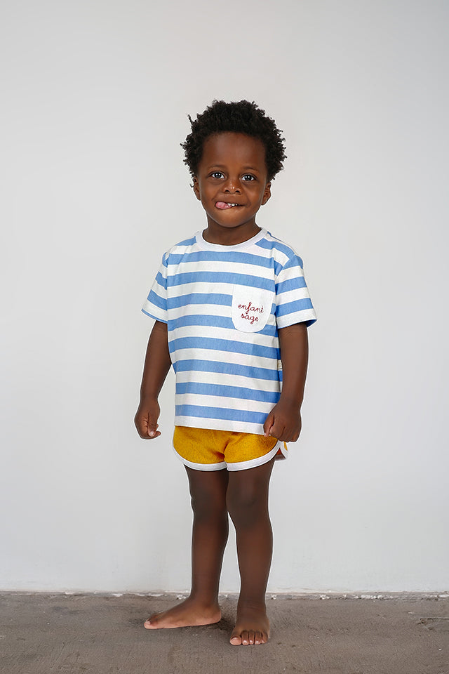 Camiseta Infantil Segunda Chance Listrada Azul Enfant Sage