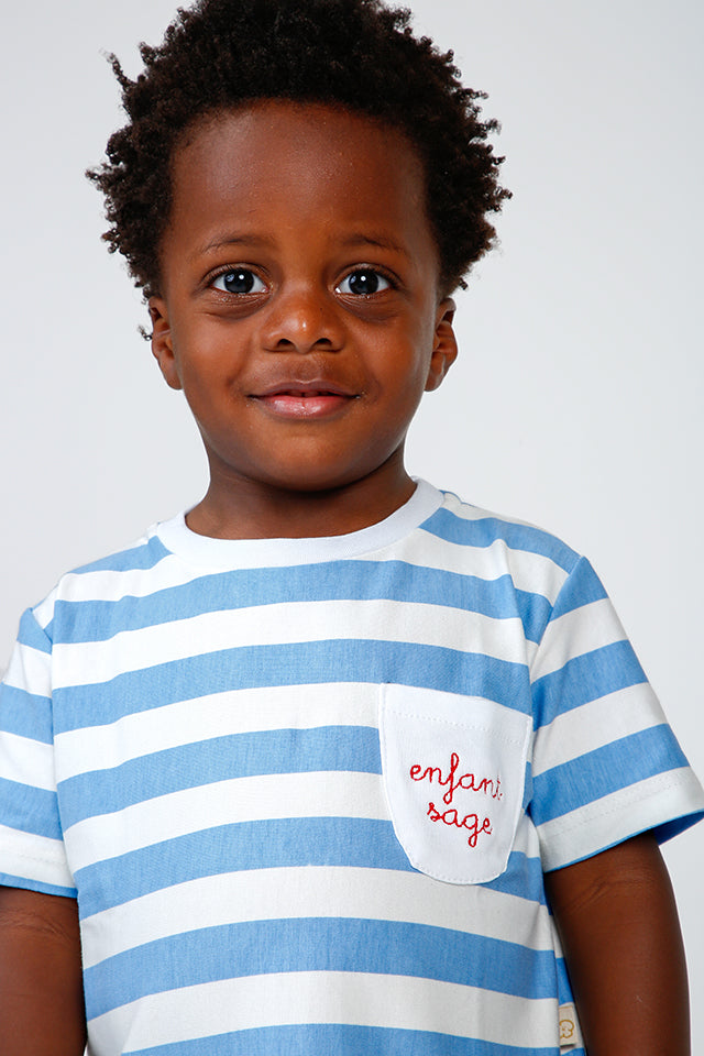 Camiseta Infantil Segunda Chance Listrada Azul Enfant Sage