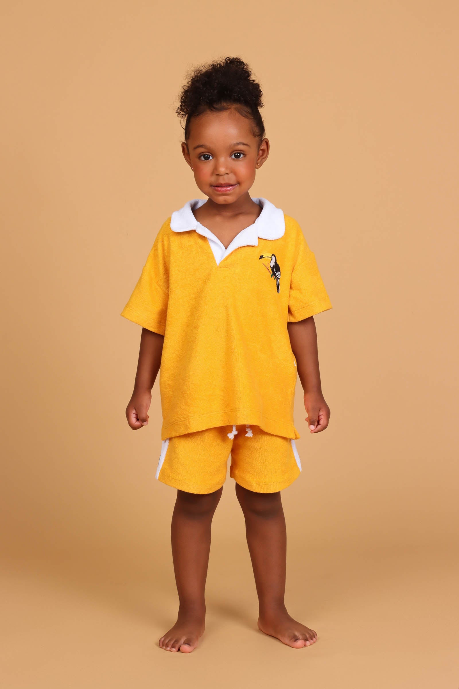 Conjunto Infantil Polo Atoalhado Mostarda Tucano
