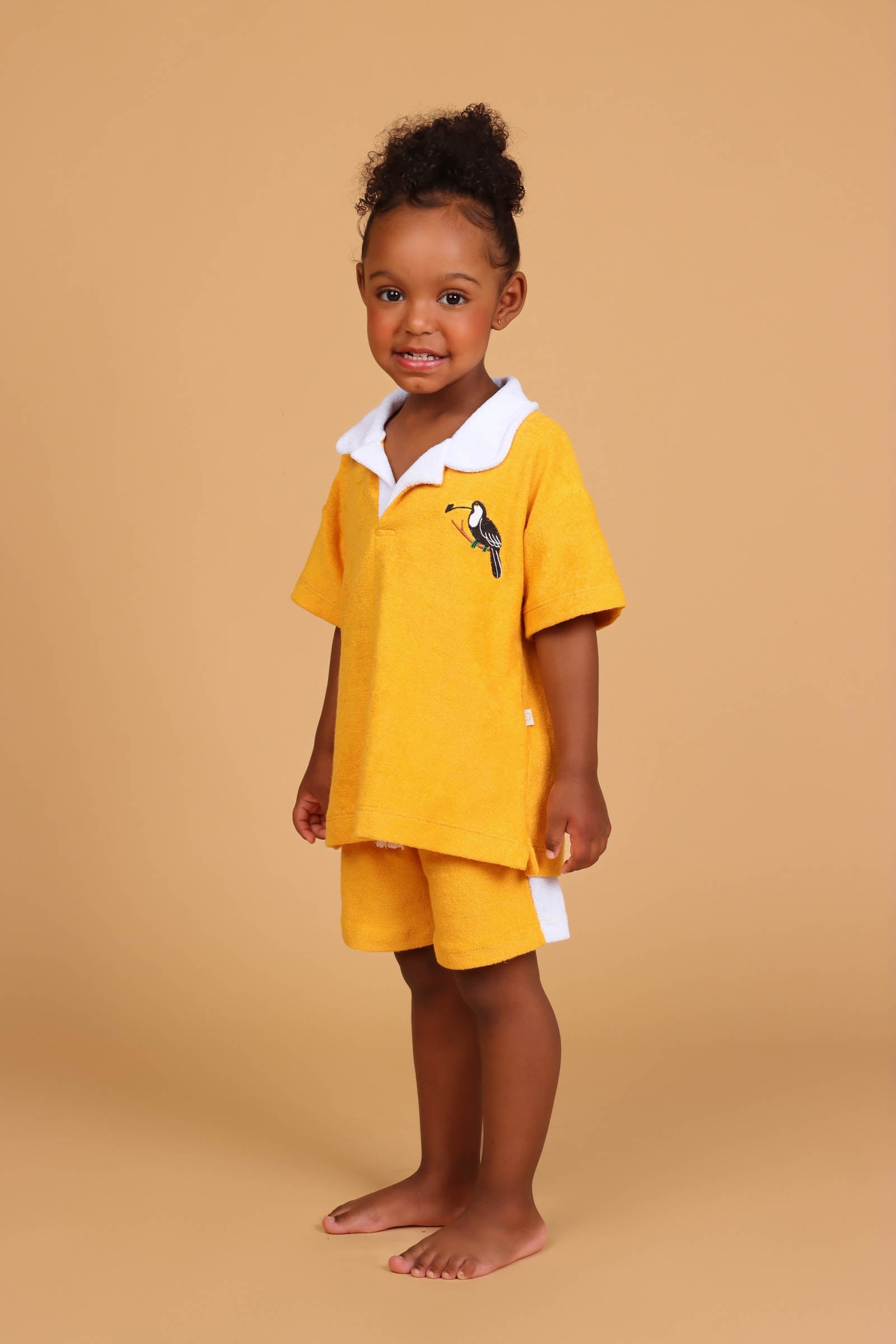 Conjunto Infantil Polo Atoalhado Mostarda Tucano