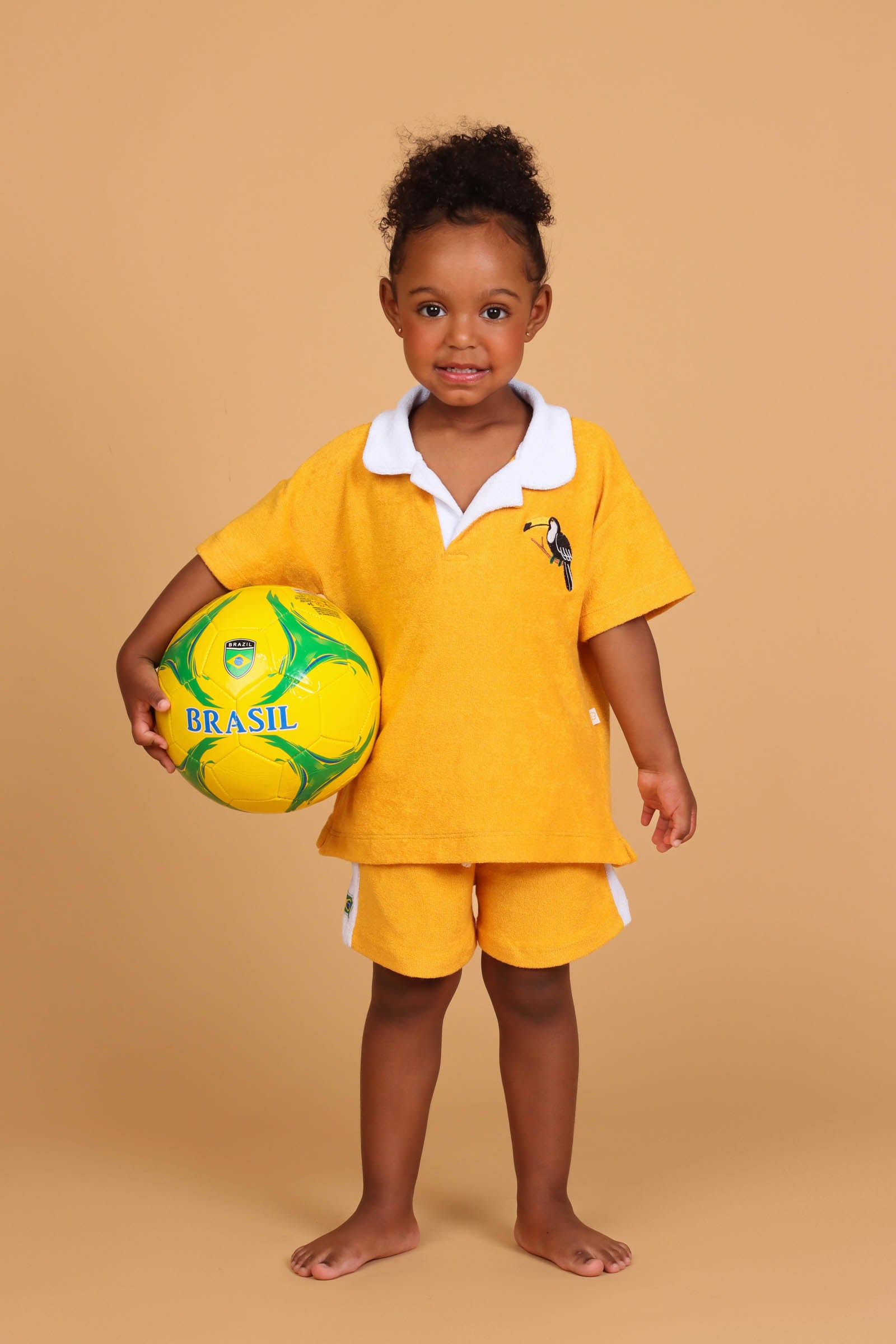 Conjunto Infantil Polo Atoalhado Mostarda Tucano