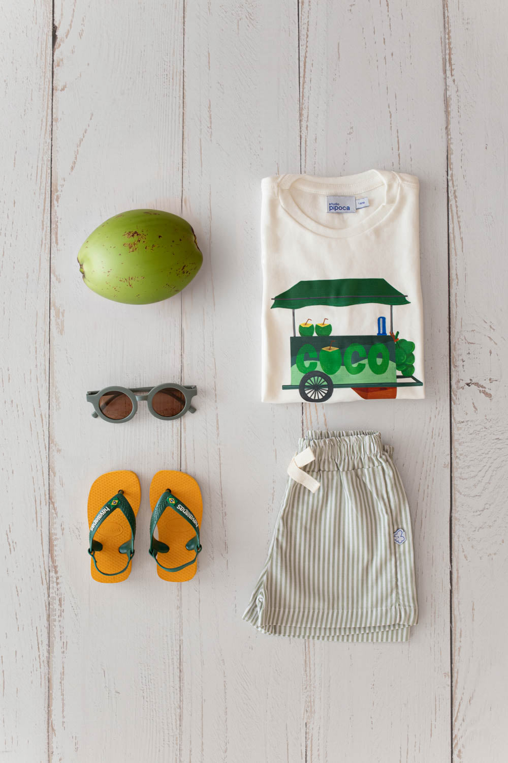 Conjunto Infantil Carrinho de Coco Verde