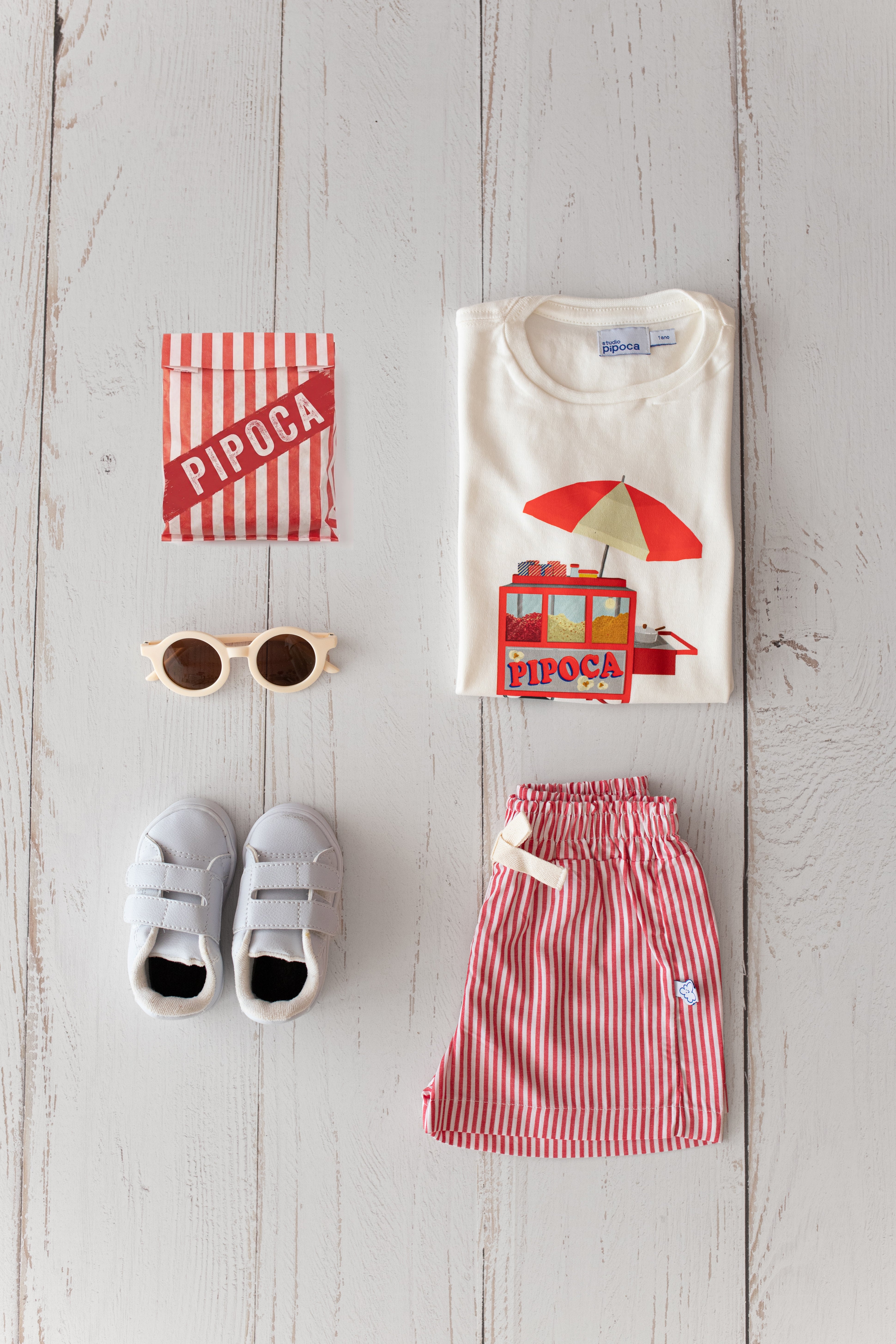 Conjunto Infantil Carrinho de Pipoca Vermelho