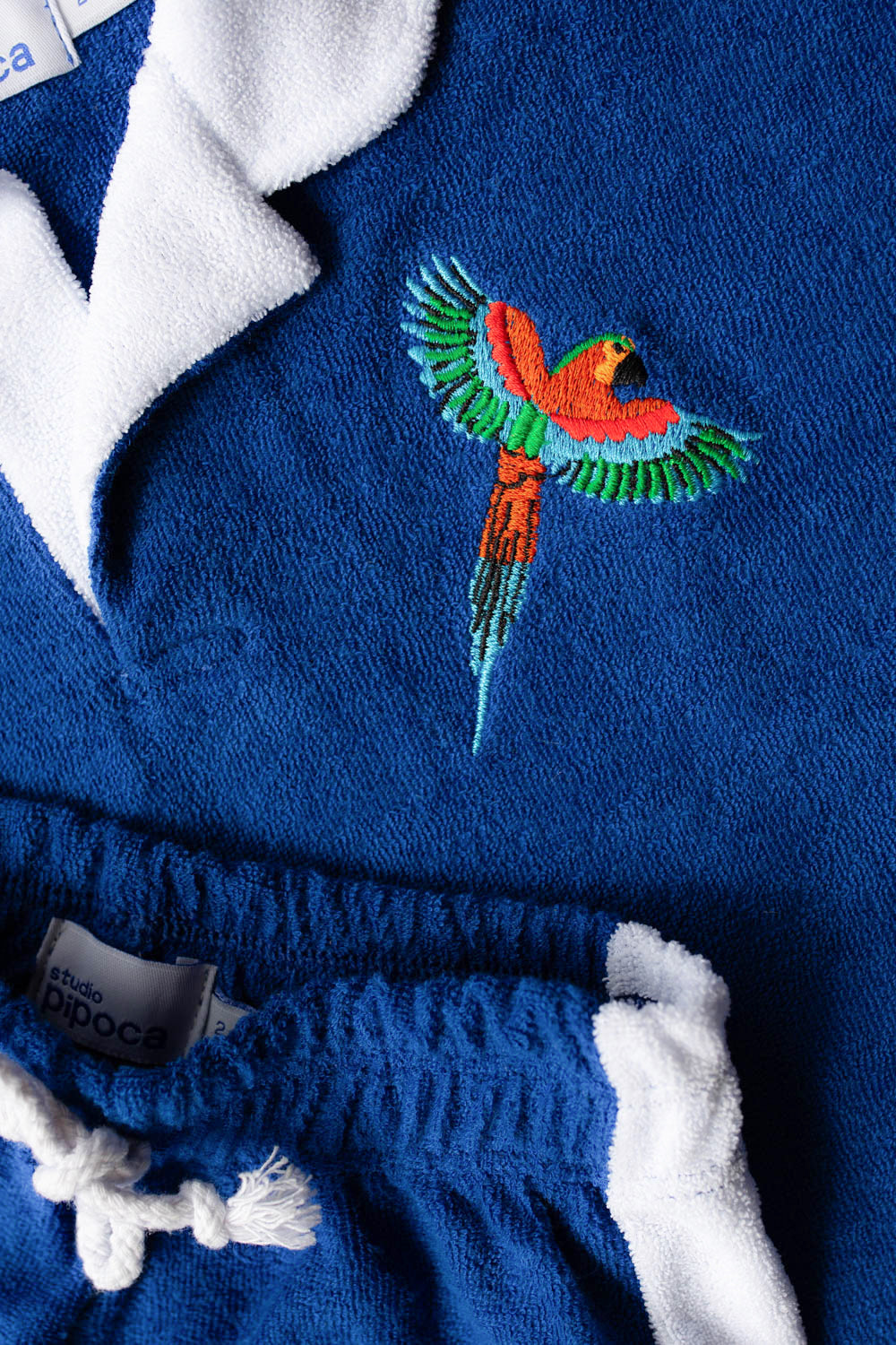Conjunto Infantil Polo Atoalhado Azul Arara