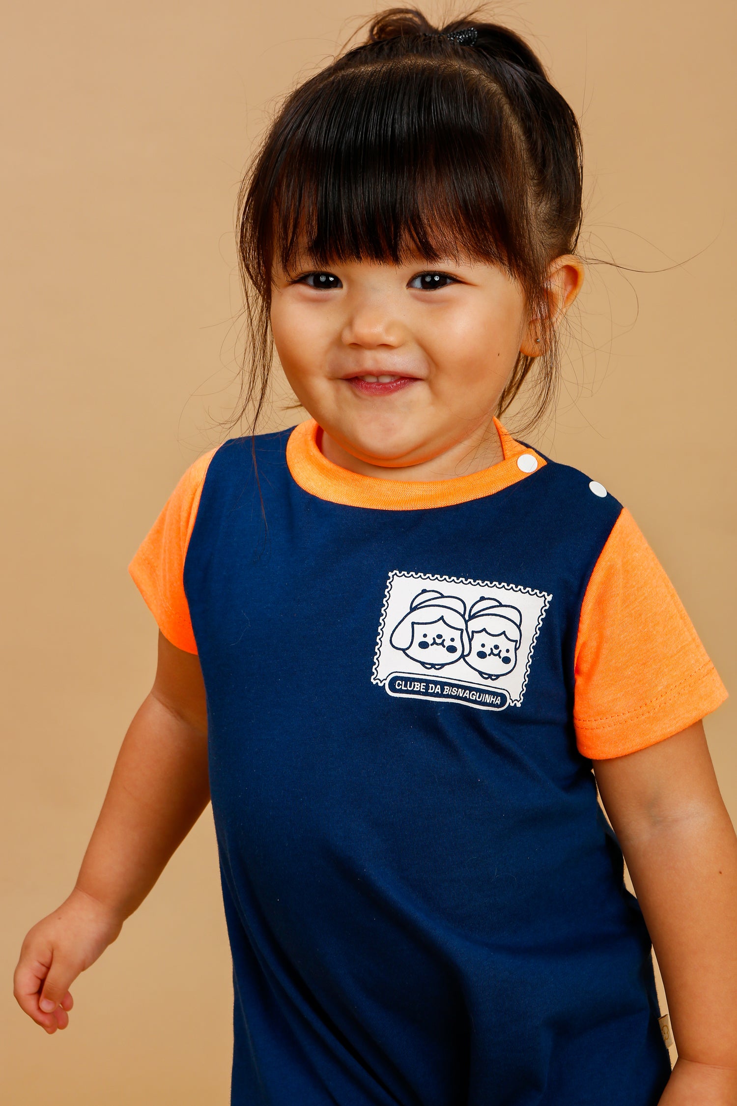 Macaquinho Bebê Azul e Laranja Neon "Clube da Bisnaguinha"