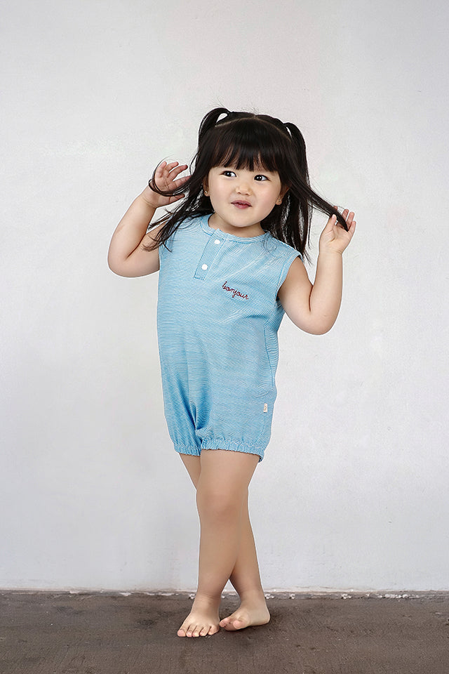 Macaquinho Bebê Segunda Chance Listrado Azul Bonjour