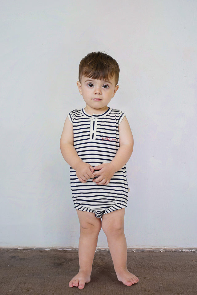 Macaquinho Bebê Segunda Chance Listrado Preto Petit Amour