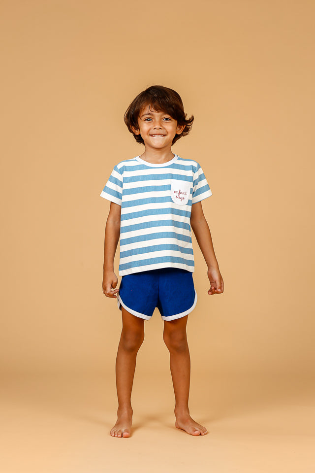 Short Infantil Atoalhado Azul