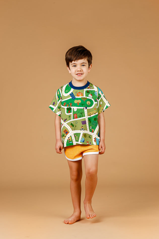 Short Infantil Atoalhado Mostarda