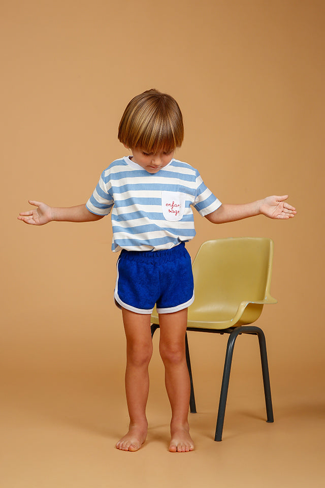 Short Bebê Atoalhado Azul