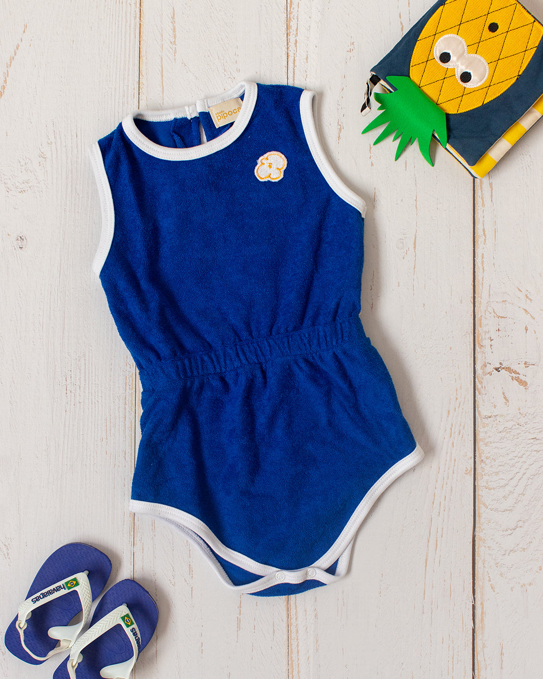 Body Regata Bebê Atoalhado Azul