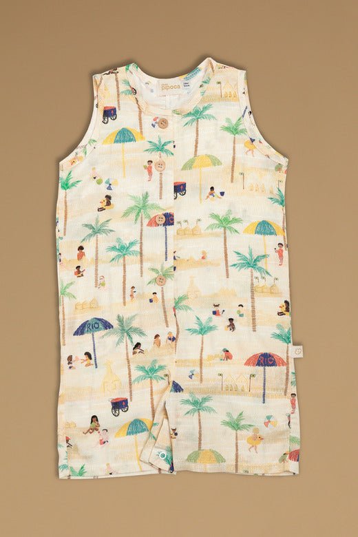 Jardineira Bebê Praia no Rio Vestido Studio Pipoca