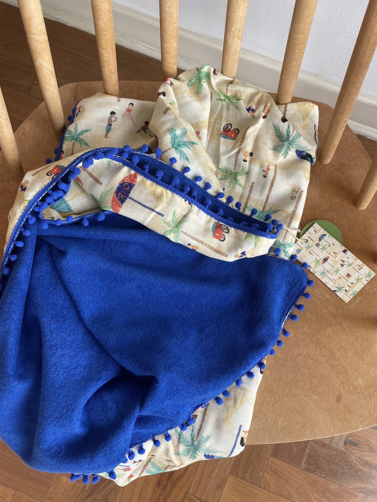 Canga Toalha Azul Estampa Praia no Rio Toalha de Banho Studio Pipoca