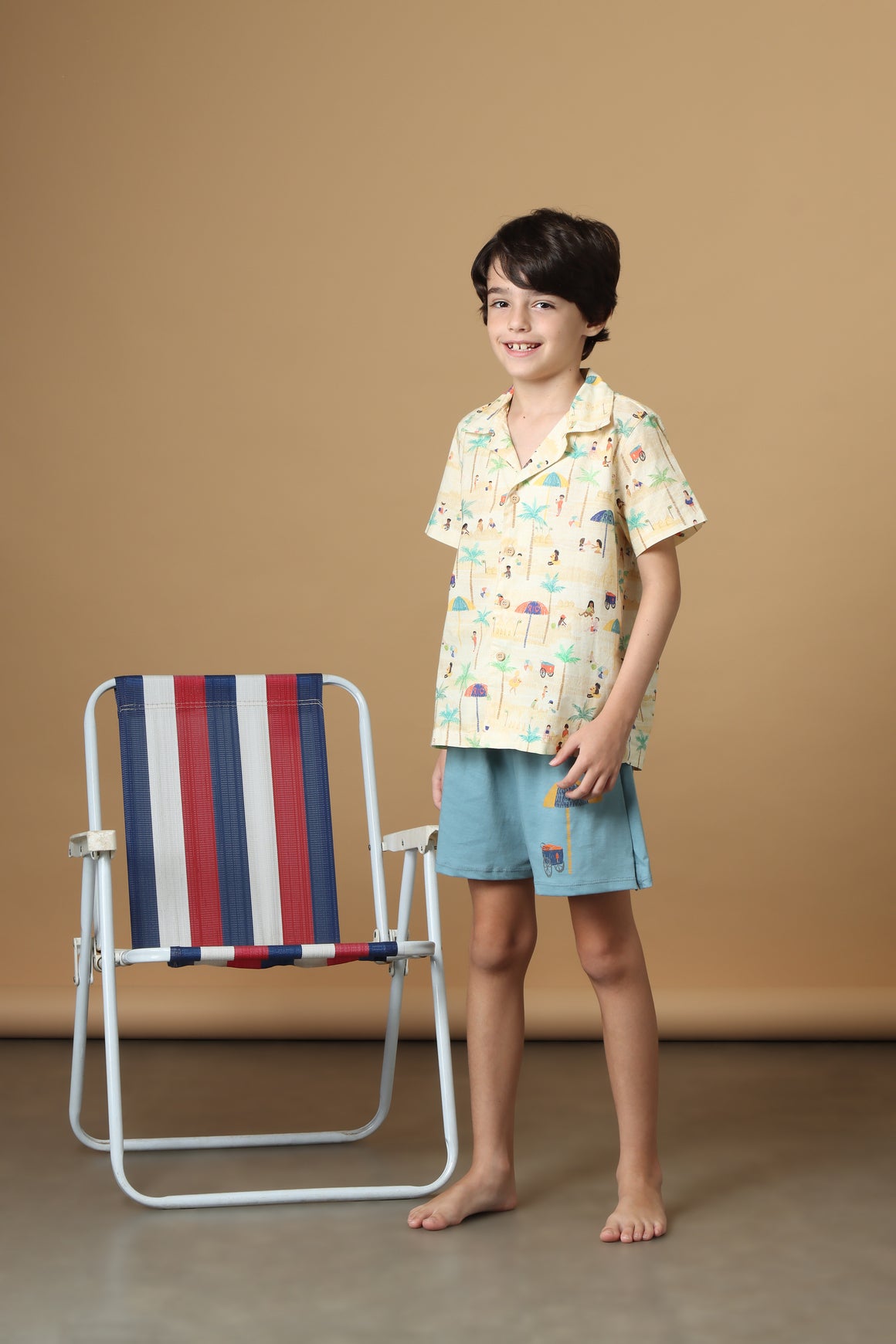 Conjunto Infantil Bermuda + Camisa Praia no Rio Roupas para bebês e crianças Studio Pipoca