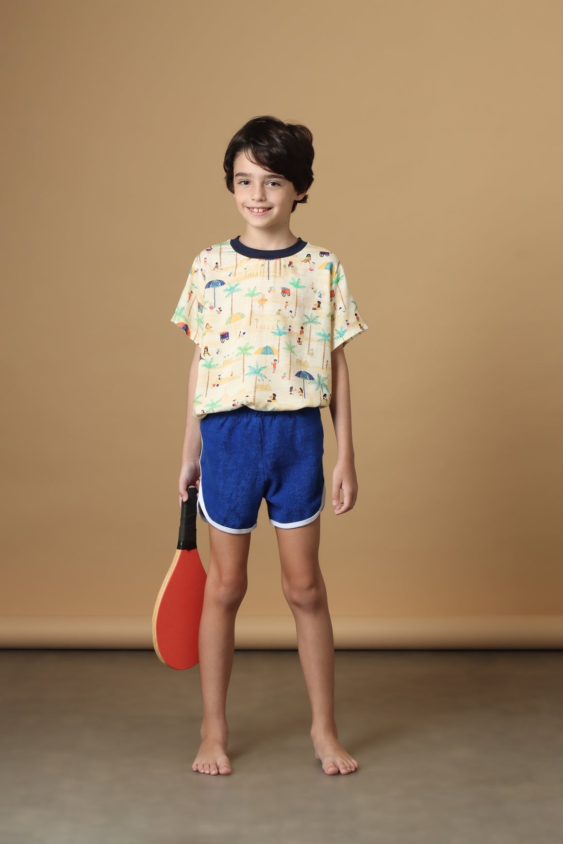 Conjunto Infantil Short Azul + Camiseta Praia no Rio Roupas para bebês e crianças Studio Pipoca