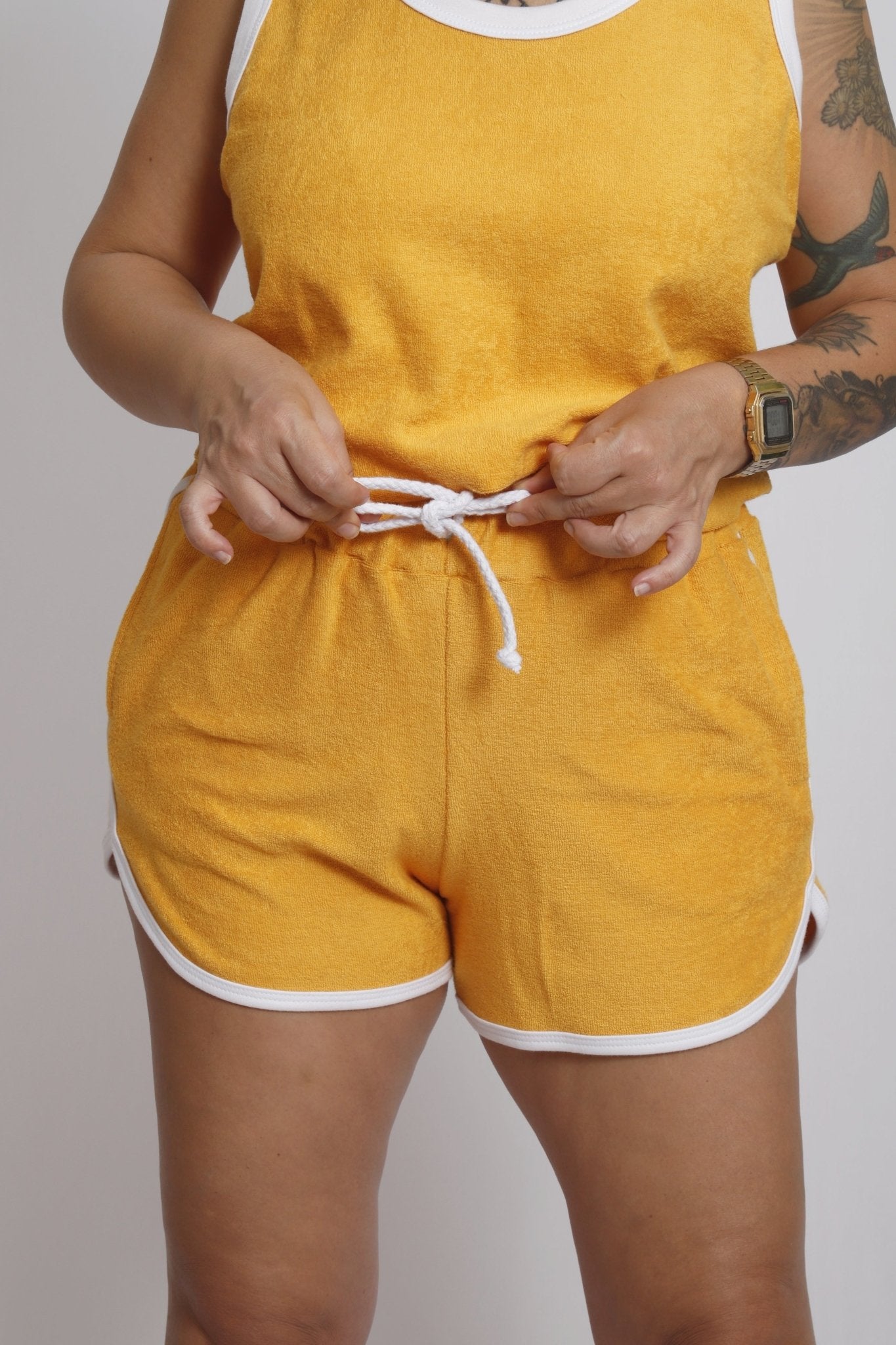 Short Adulto Atoalhado Mostarda Short Studio Pipoca
