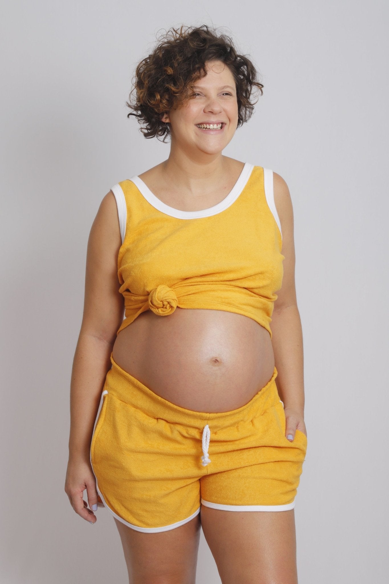 Short Adulto Atoalhado Mostarda Short Studio Pipoca