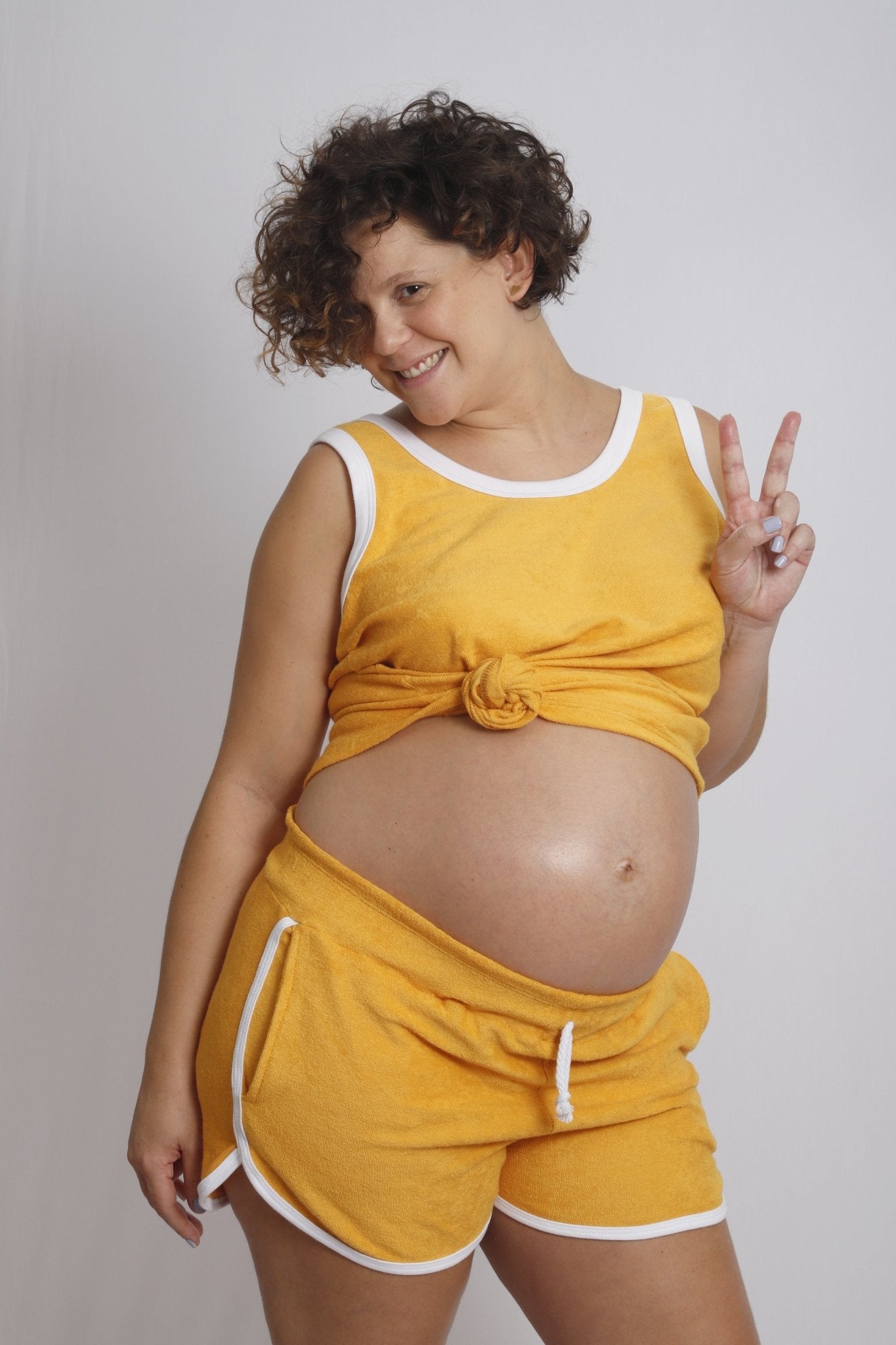 Short Adulto Atoalhado Mostarda Short Studio Pipoca