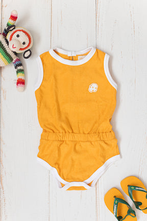 Body Regata Bebê Atoalhado Mostarda