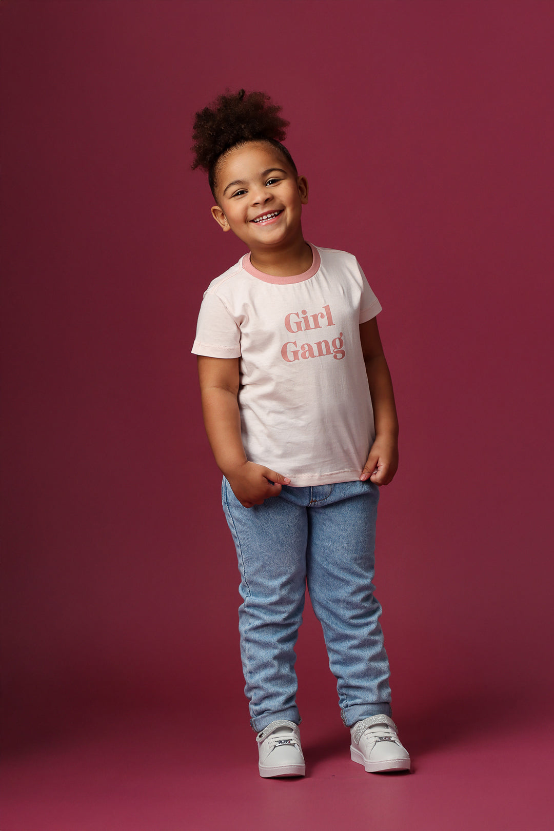 Camiseta Infantil Rosa "girl gang"