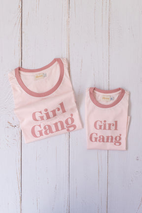 Camiseta Feminina Rosa "girl gang"