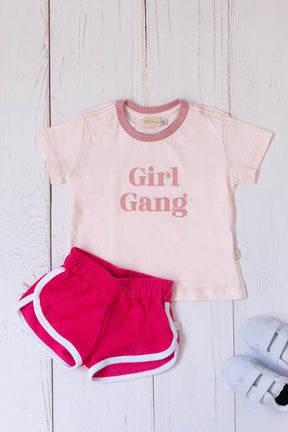 Camiseta Infantil Rosa "girl gang"