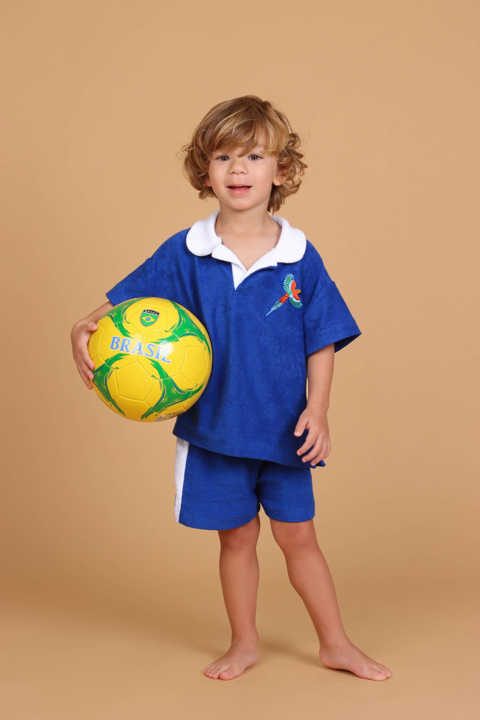 Conjunto Infantil Polo Atoalhado Azul Arara
