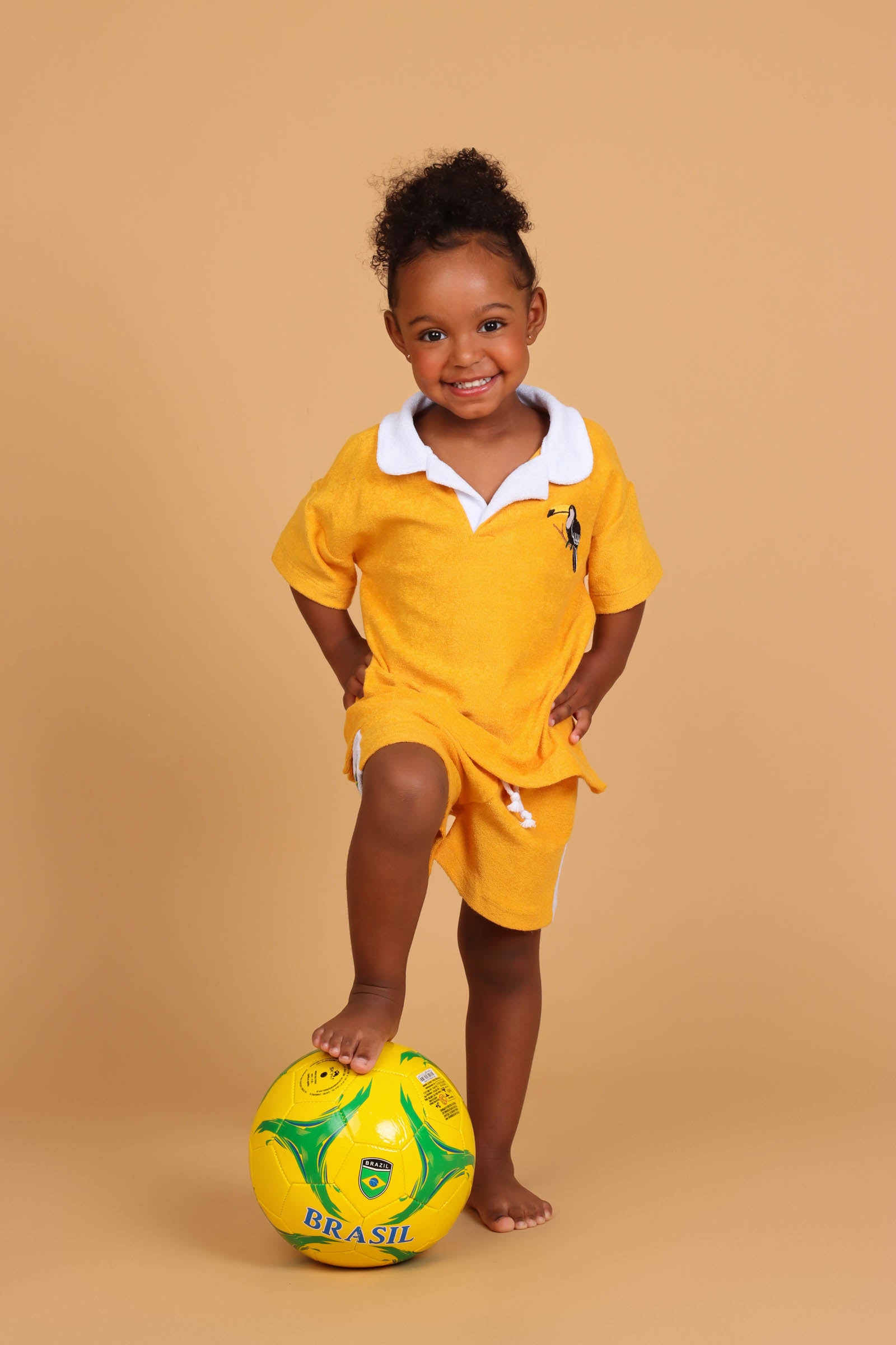 Conjunto Infantil Polo Atoalhado Mostarda Tucano