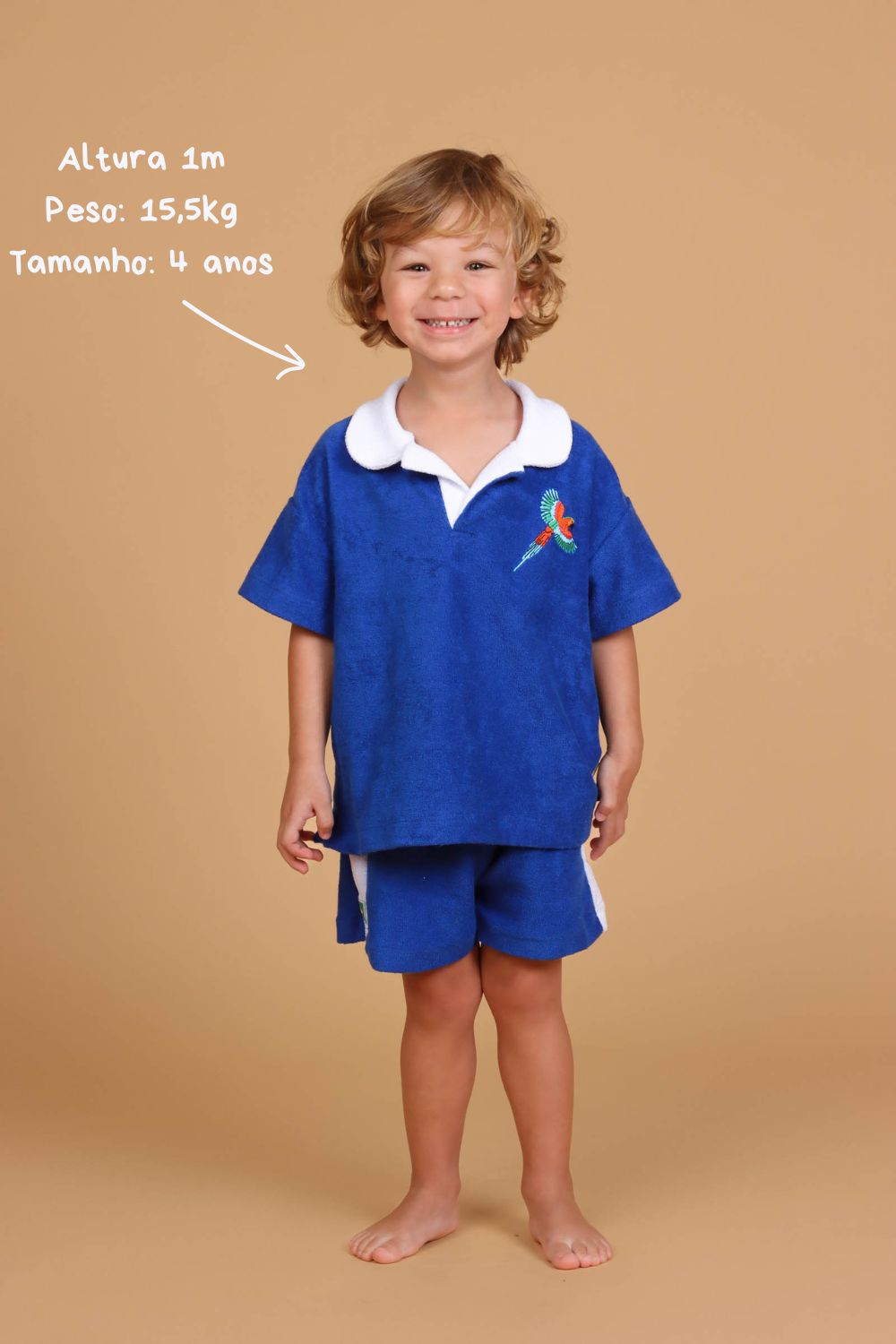 Conjunto Infantil Polo Atoalhado Azul Arara
