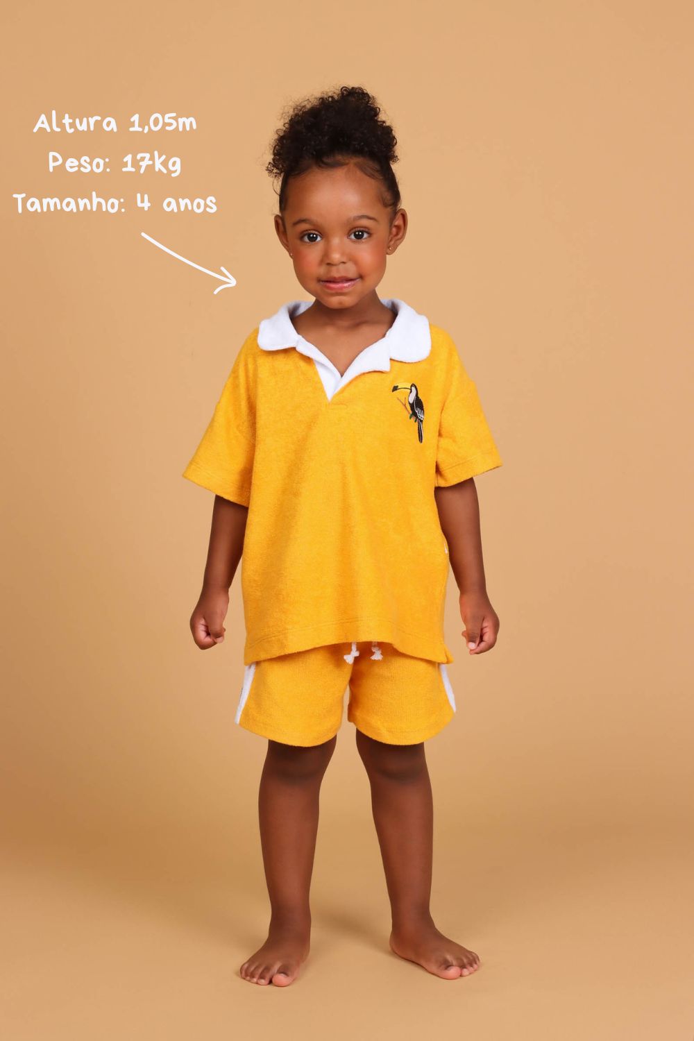 Conjunto Infantil Polo Atoalhado Mostarda Tucano