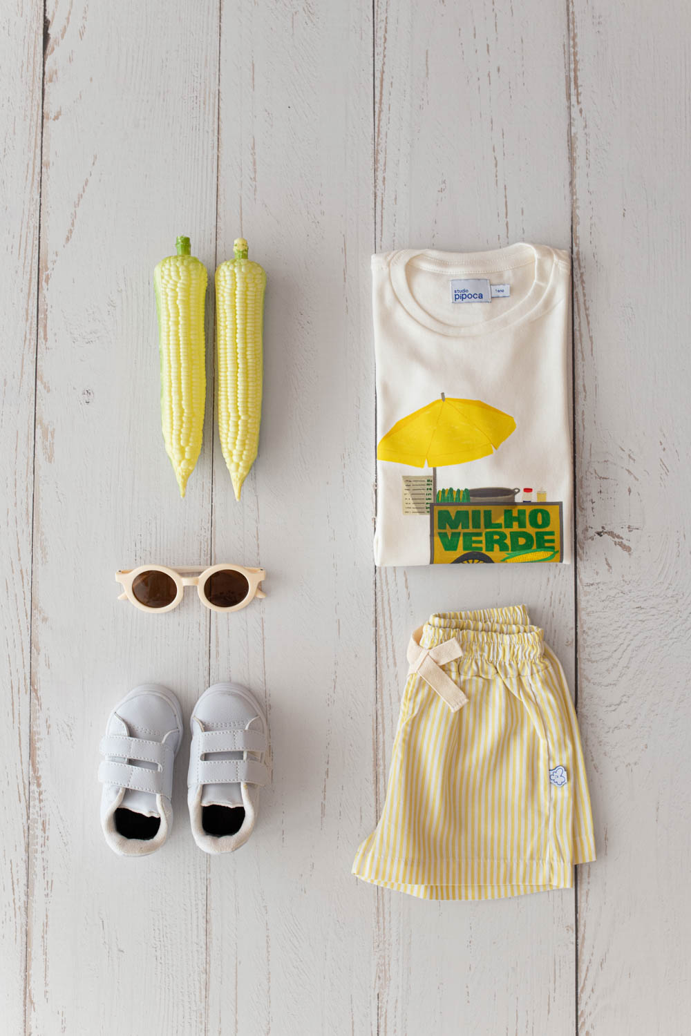 Conjunto Infantil Carrinho de Milho Amarelo
