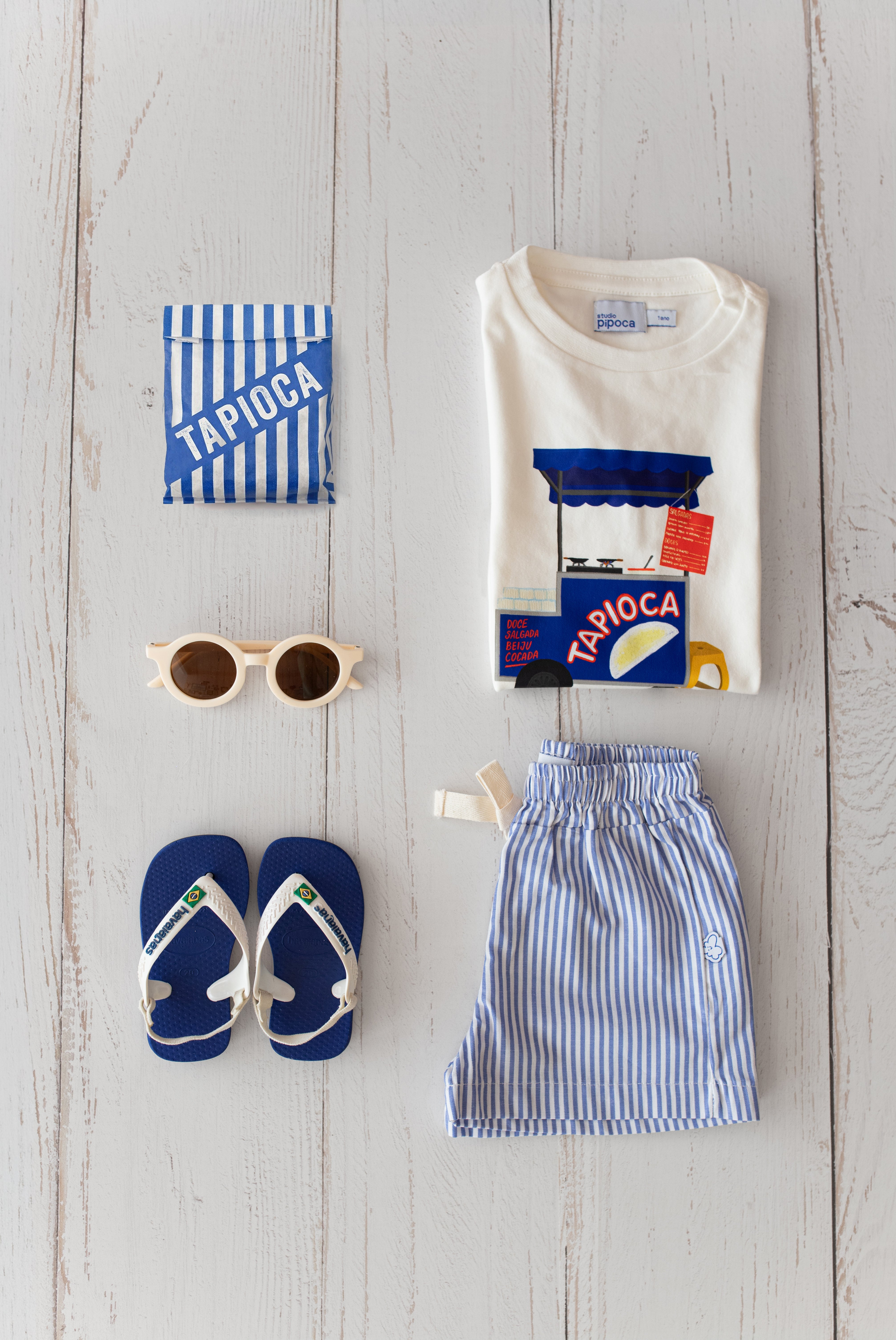 Conjunto Infantil Carrinho de Tapioca Azul