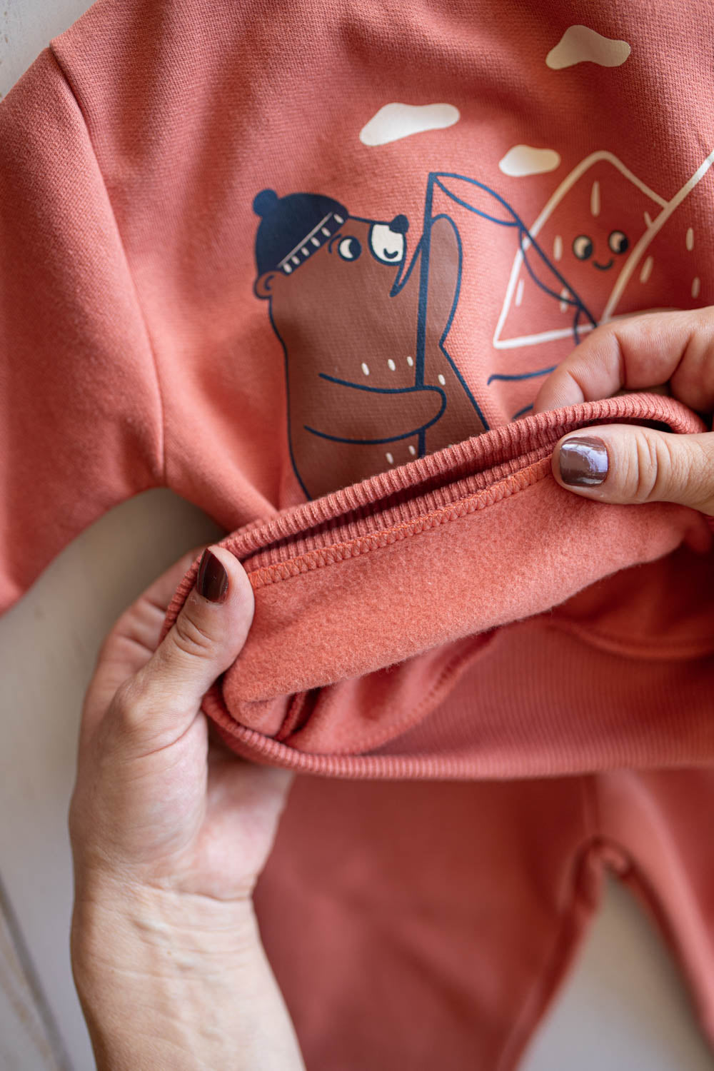 Conjunto Moletom Peluciado Urso Terracota