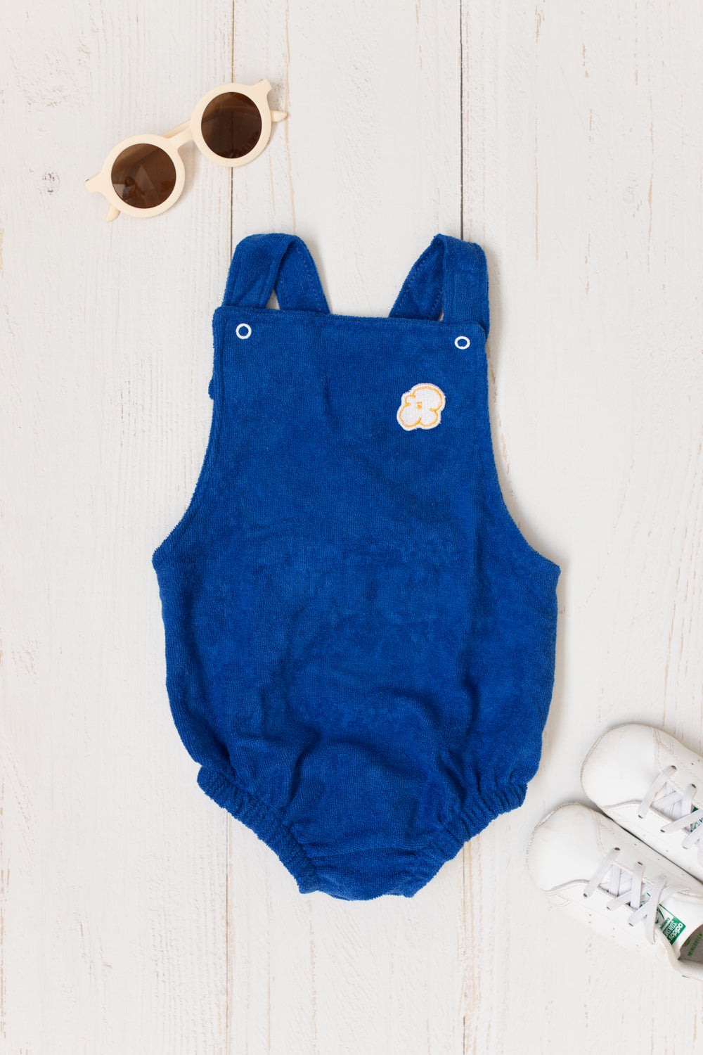 Jardineira Bebê Atoalhada Azul