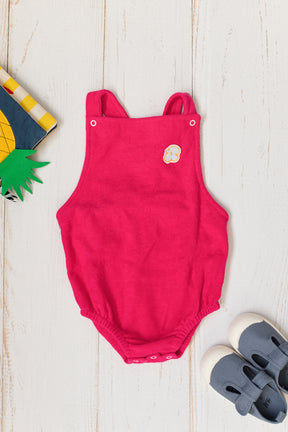 Jardineira Bebê Atoalhada Rosa