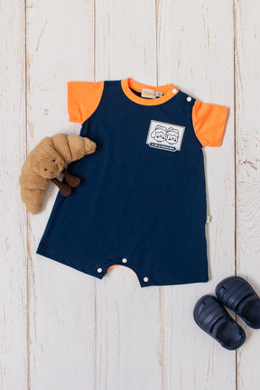 Macaquinho Bebê Azul e Laranja Neon "Clube da Bisnaguinha"