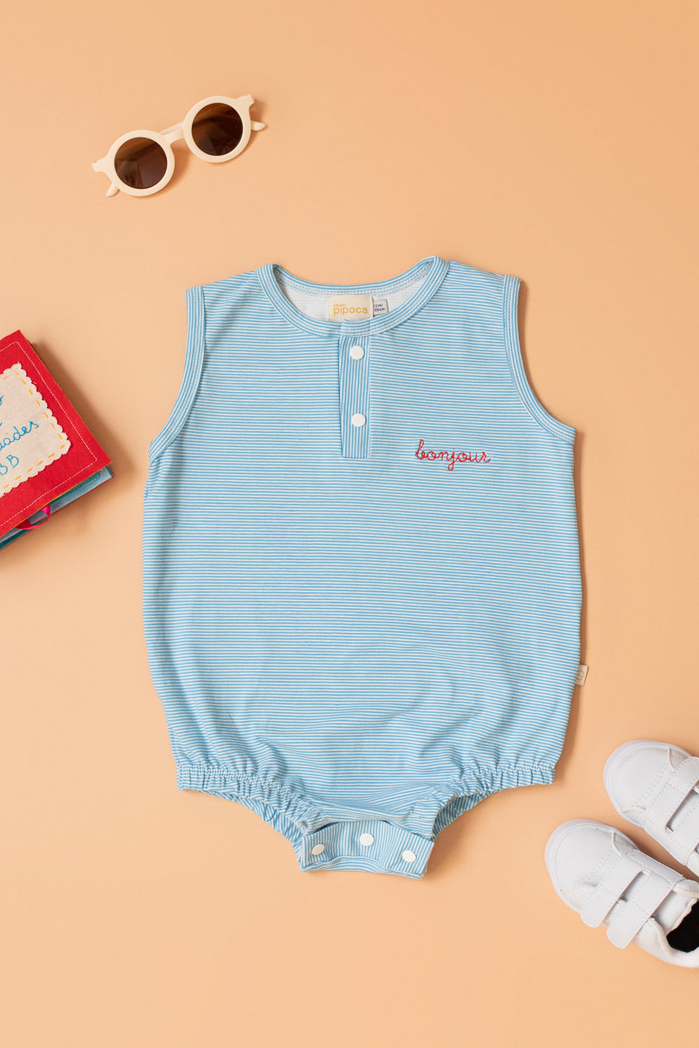 Macaquinho Bebê Segunda Chance Listrado Azul Bonjour