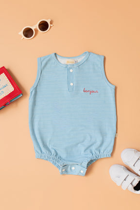 Macaquinho Bebê Segunda Chance Listrado Azul Bonjour