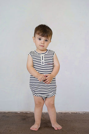 Macaquinho Bebê Segunda Chance Listrado Preto Petit Amour