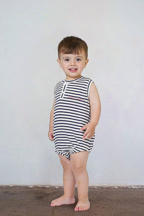 Macaquinho Bebê Segunda Chance Listrado Preto Petit Amour