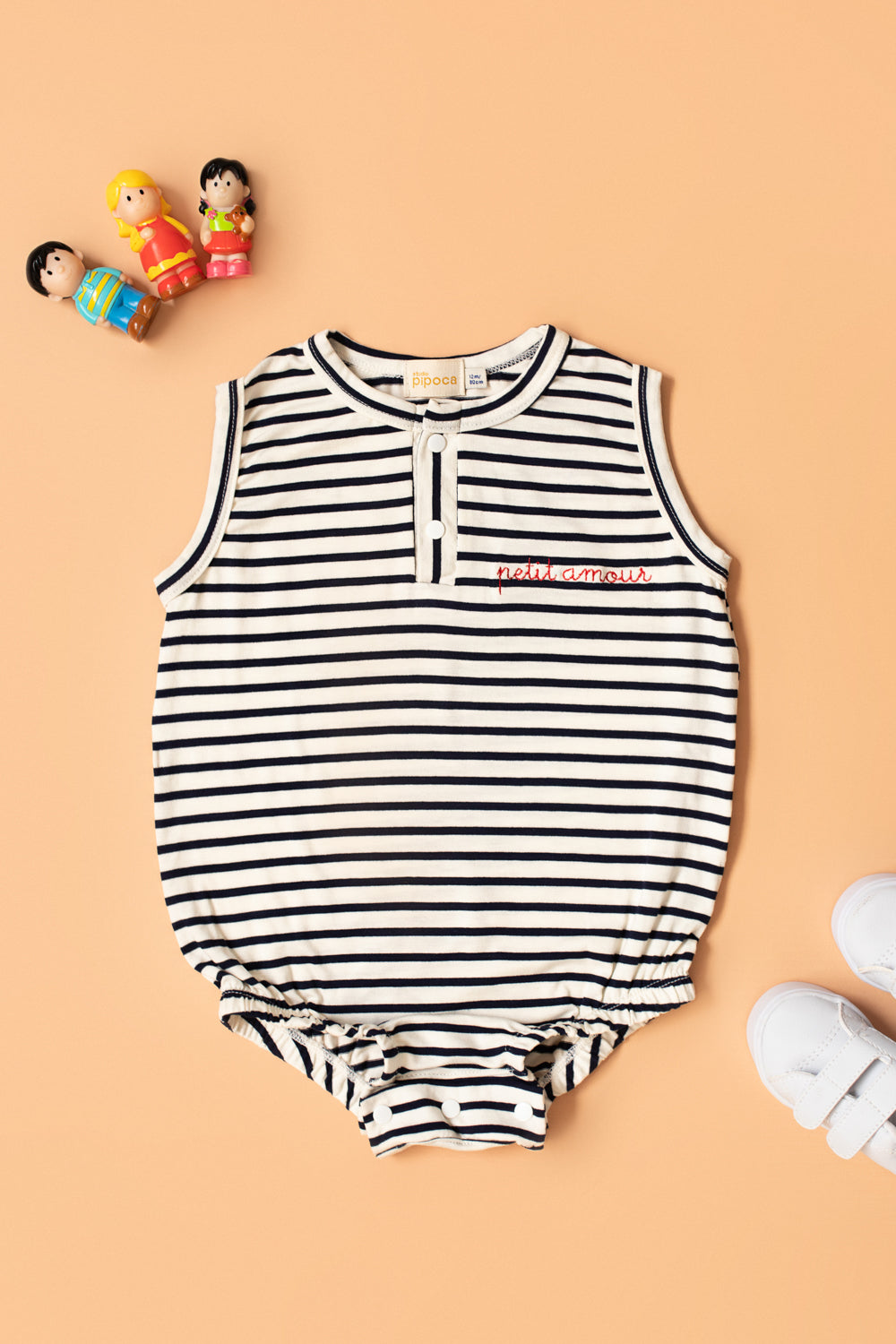 Macaquinho Bebê Segunda Chance Listrado Preto Petit Amour