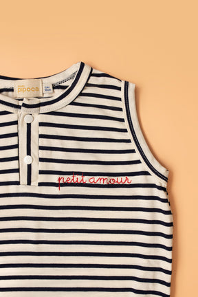 Macaquinho Bebê Segunda Chance Listrado Preto Petit Amour