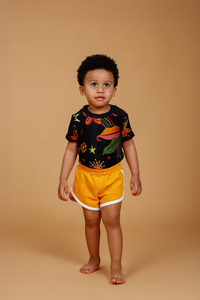 Short Bebê Atoalhado Mostarda
