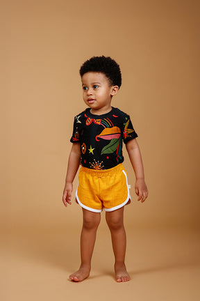 Short Bebê Atoalhado Mostarda
