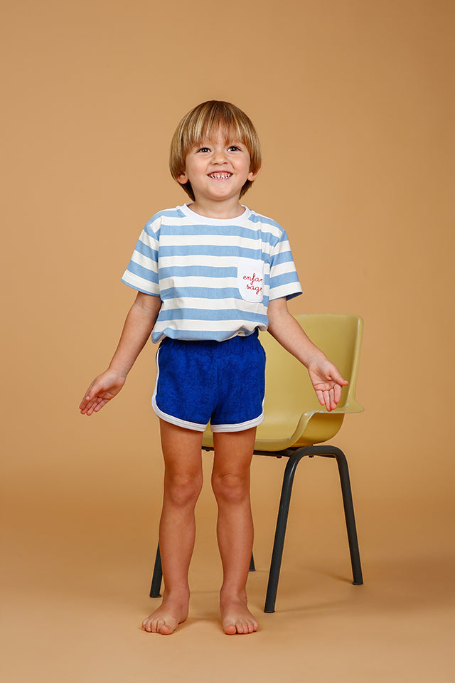 Short Bebê Atoalhado Azul