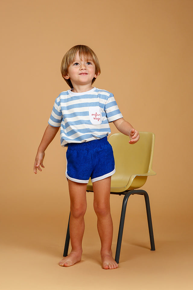 Short Bebê Atoalhado Azul